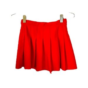 Red Varsity pleaded skirt